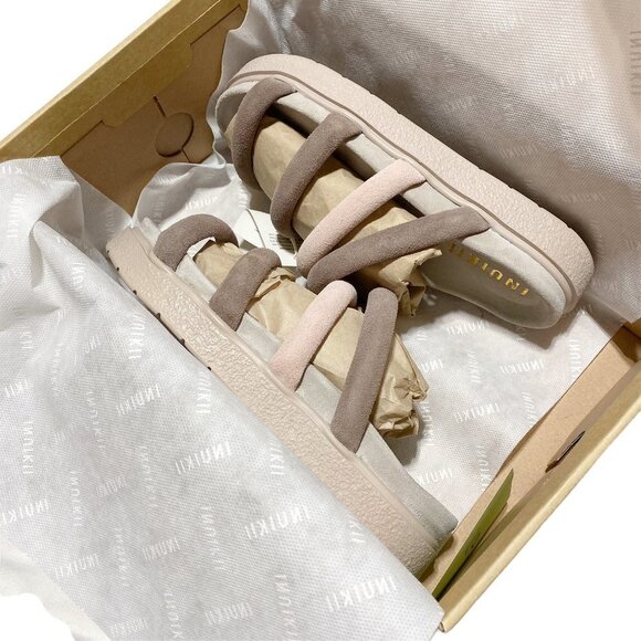INUIKII Tube Platform Slides Taupe/Rose - Picture 8 of 10
